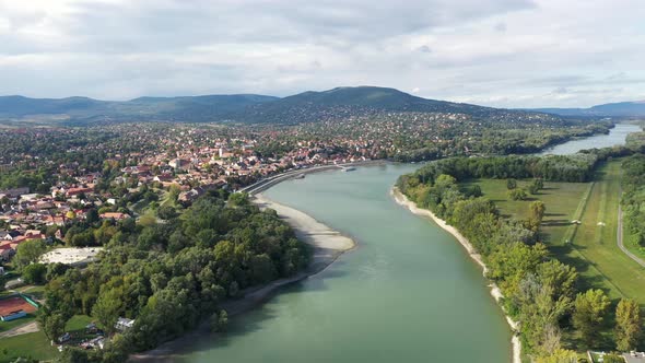 Amazing Landscape with the  River Danube in Hungary
