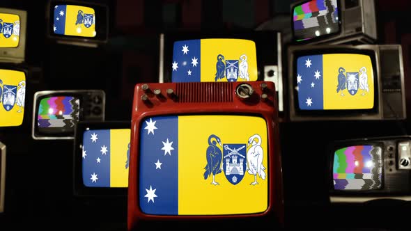 Flags of the Australian Capital Territory on Retro TVs.
