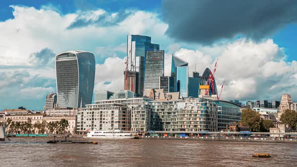 Timelapse View of Amazing London Skyline View on a Sunny Day