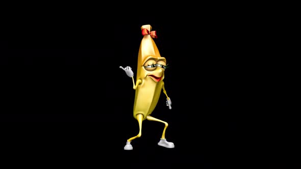 Fun Banana  Looped Dance with Alpha Channel and Shadow