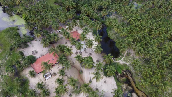 Sand dunes mountains and rain water lagoons at northeast brazilian paradise.