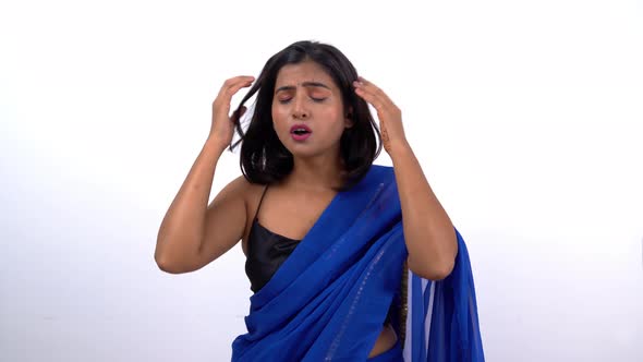 Angry Indian woman in saree