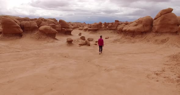 Drone Shot Over the Landscape, Covered with Sandstone Goblins and Formations.