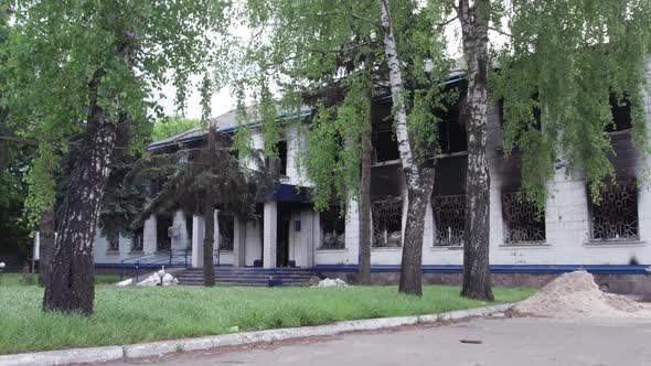 War in Ukraine  Destroyed Police Station in Borodyanka