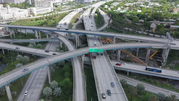  Aerial Transportation and Cars, Drone Flying Over Highway in Miami Suburban alt