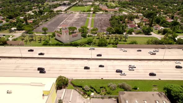 Flowing Traffic On I95 Miami Aerial Drone Video