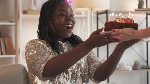 Birthday Cake Happy Holiday Woman Blowing Candles