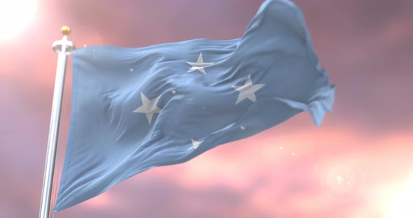 Flag of Micronesia at Sunset