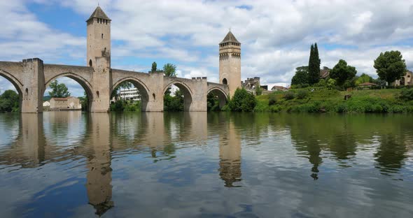 The medieval Pont Valentre, Cahors, Lot department, the Occitan, France