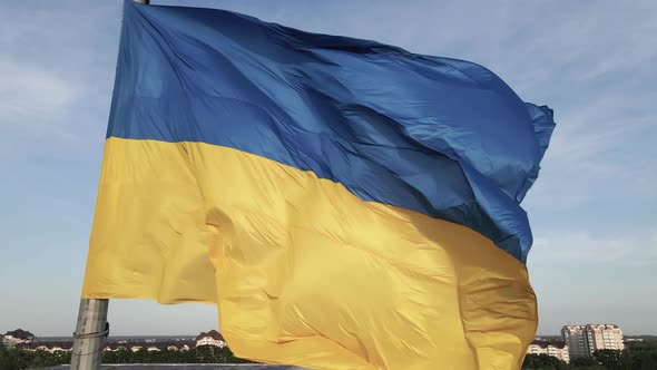 Flag of Ukraine in the Wind. Kyiv