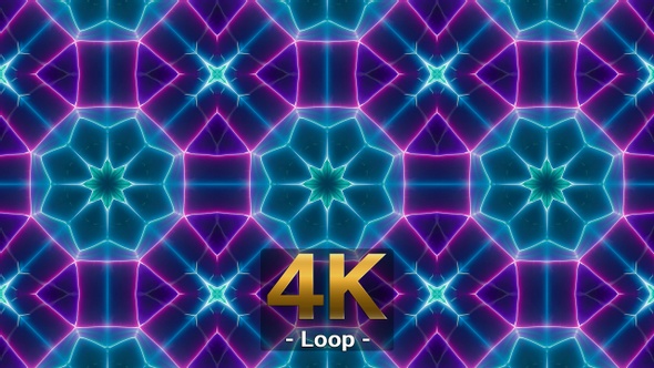 Fast Blink Cyber Neon Line Kaleidoscope Loop 4K 01