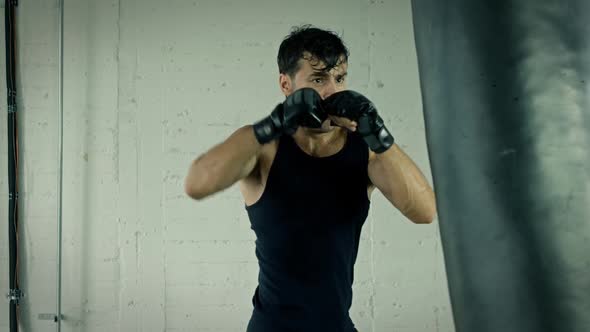 Athletic Male Boxing Slow Motion