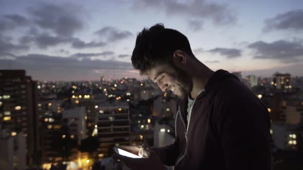 Young man using smartphone