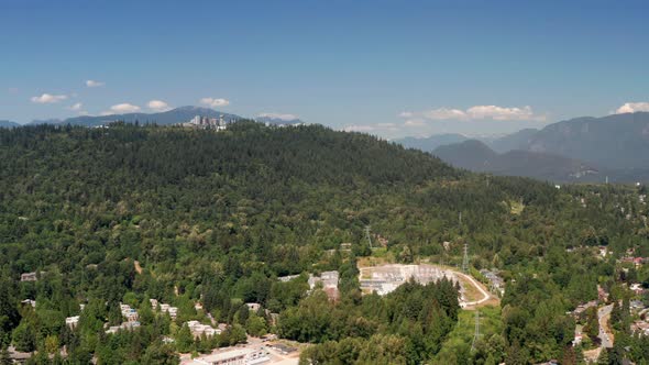 Aerial View Of Simon Fraser University Campus Near Burnaby Mountain In British Columbia, Canada.