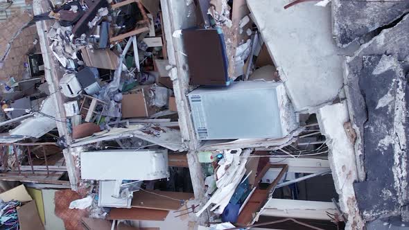 Vertical Video of a Wartorn House in Borodyanka Ukraine