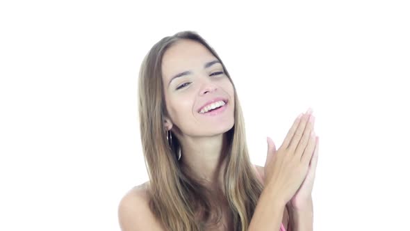 Woman  Clapping , White Background