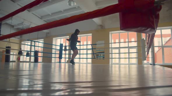 Boxer in Gym  Rope Jumping Workout