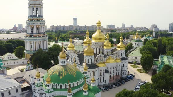 Magical Aerial View of the Kiev Pechersk Lavra Monastery