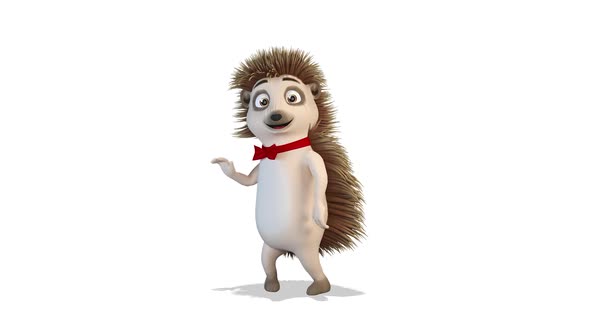 Hedgehog Groovy Dance on White Background