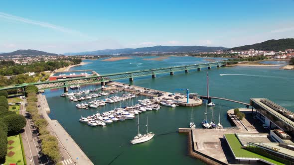 Drone footage of a marine in Viana do Castelo, Portugal