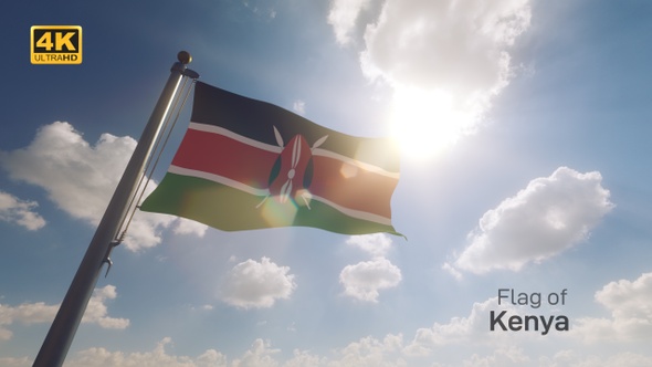 Kenya Flag on a Flagpole V2 - 4K