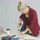 Female Drilling Wooden Plank on Workbench - VideoHive Item for Sale