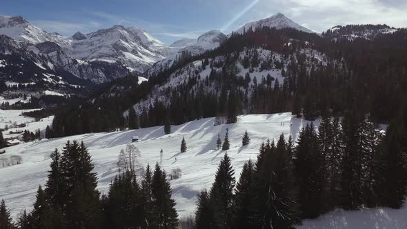 Aerial of Gstaad ski resort  