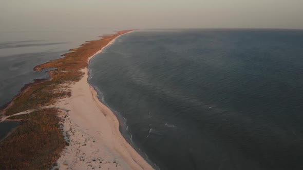 Panoramic View of Peaceful Sea and Sandy Coast