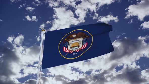 Utah Flag With Sky