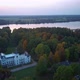 Stameriena Palace, Stameriena Lake at Sunset Aerial View in Autumn, Orthodox Church in Background. - VideoHive Item for Sale