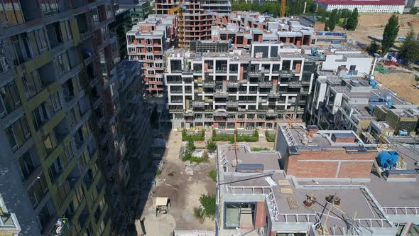 Drone Aerial View Modern Building Residential Complex Unit Home