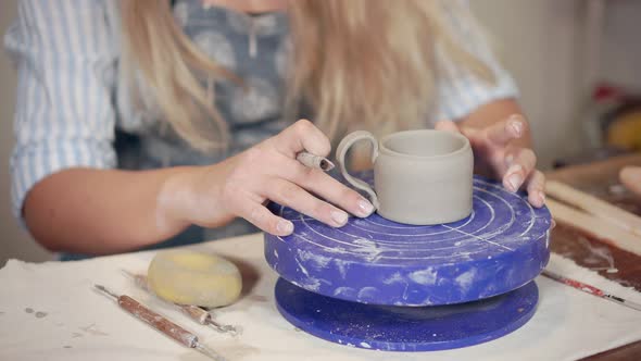 Beginner Doing Pottery in a Class.