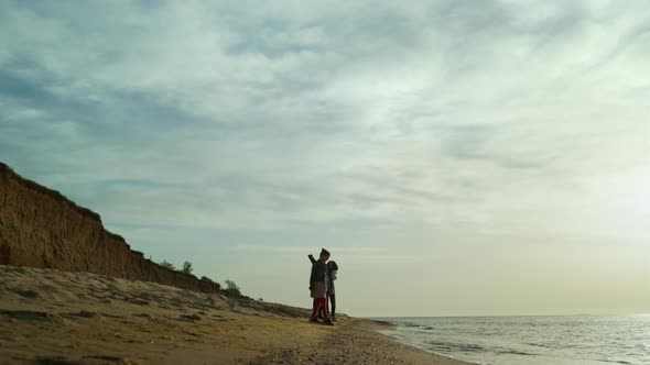 Family Enjoying Beach Vacation on Relaxing Sea Landscape View