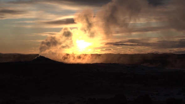 Iceland. Volcanic activity, Earth Geothermal area , fumaroles volcanic boiling mud pots.