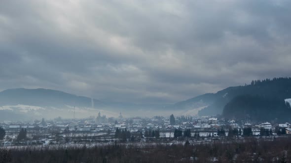 Timelapse of Vama village during winter