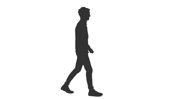 Silhouette of Walking Young Man alt