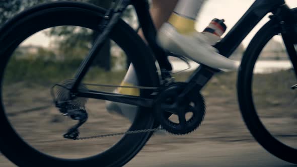 Cyclist Biking On Carbon Bike. Professional Road Bicycle Racer Cycling Training. Bicycle Cardio.