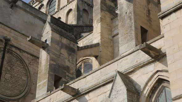 Architecture details of  Mens Abbey  in Normandy France by the day 4K 3840X2160 slow tilt UltraHD fo