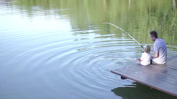 Father and son fishing 