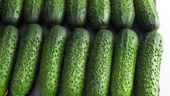 A Lot of Cucumbers. Rotating Vegetables