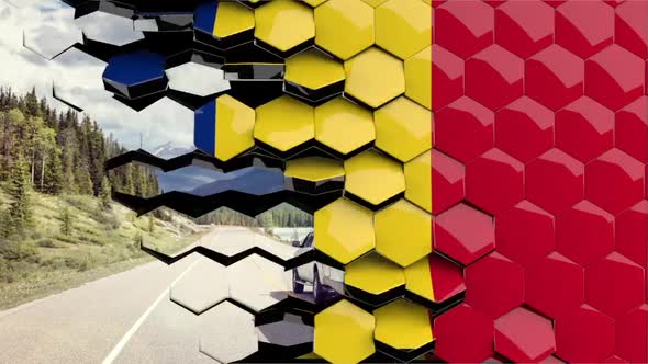 Romania Flag Hexagon Transition - 4K Resolution