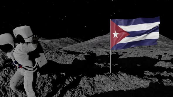 Astronaut Planting Cuba Flag on the Moon alt