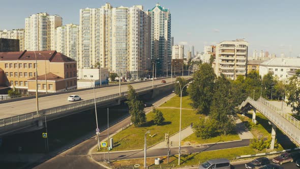 Aerial View of the Road Bridge in the City