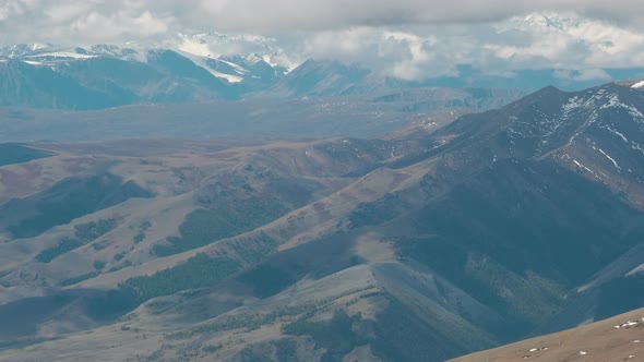 Picturesque View of Altai Mountains in Cloudy Day