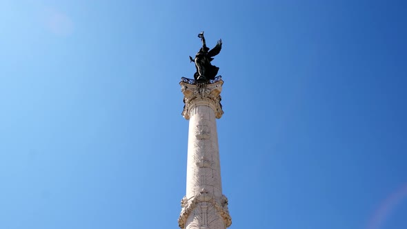 Girondins monument with Angel of Liberty sculpture in Bordeaux France empty due to the COVID-19 pand