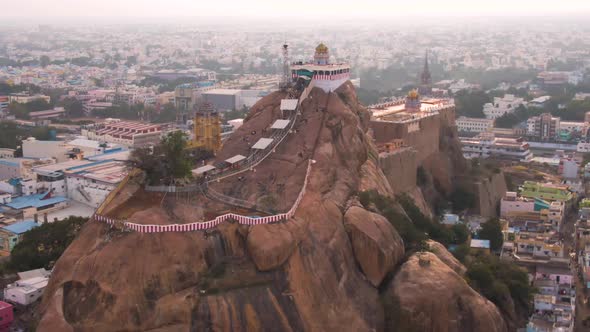 Rock fort in Trichy, India, 4k aerial footage