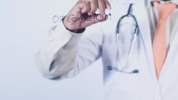 Doctor Writes On Transparent Glass Oh Come On