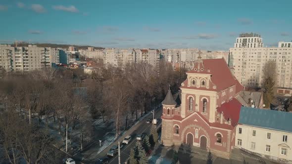 Aerial View Saint Josaphat Church Ukrainian Catholic Cathedral. Lviv, Ukraine