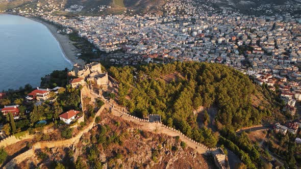 Alanya Castle - Alanya Kalesi Aerial View. Turkey