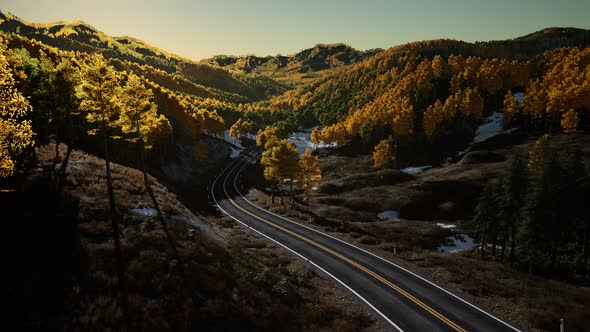 Beautiful Winter Road Seen From Above